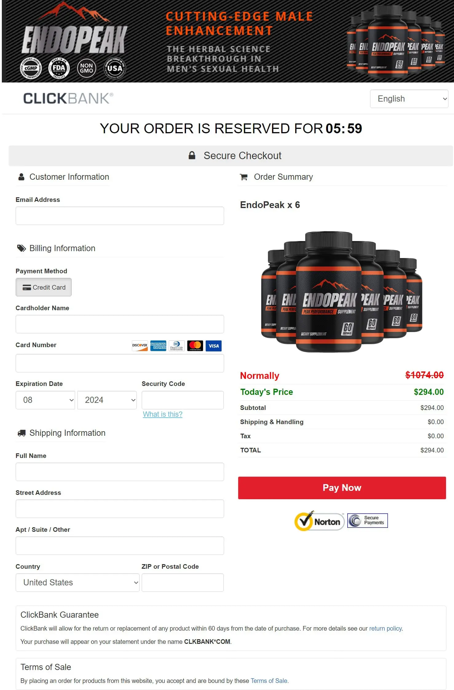 EndoPeak - Order Page